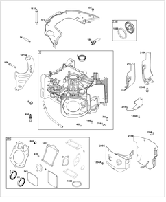 Cylinder Group Diagram and Parts List for 61A777-0100-J1 400000 - 699999 Briggs and Stratton Engine